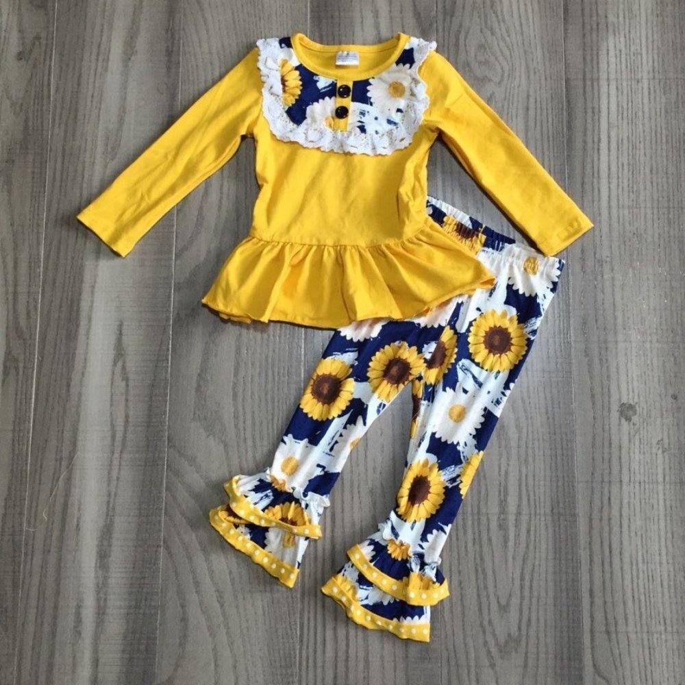 Sunflower Girls Ruffle Tunic Girls Boutique Outfit